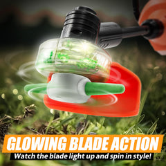 Detachable battery box on Play-Act toddler weed trimmer adds authentic tool feel