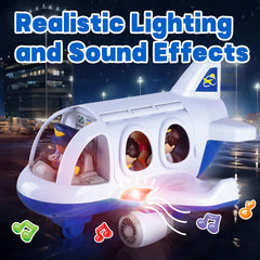 PLAY Airplane toy blue flashing lights enhance pretend travel scenes.