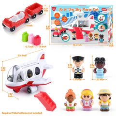PLAY Airplane Toy red baggage trailer connects for pretend travel