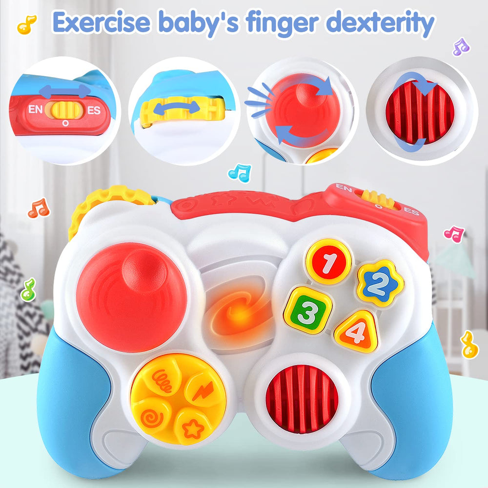 Play Baby Remote Buttons closeup shows 15 keys for color and number practice.