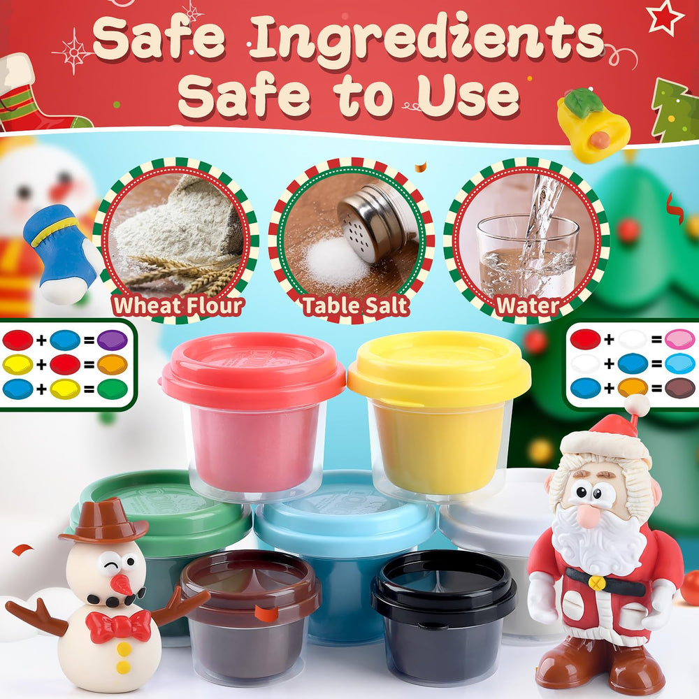 PLAY Christmas color dough set tree mold: pressing shapes to craft tree pendants for hanging.
