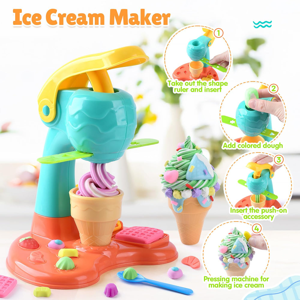 PLAY Clay Dough Set ice cream cone mold enhances sensory play and color