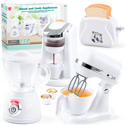 PLAY coffee maker toy with realistic sounds for engaging pretend play and culinary exploration.