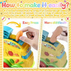 PLAY color dough noodle maker in action encourages creative shapes.