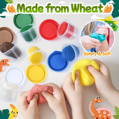 PLAY Dinosaur Clay Set roller for creating dinosaur footprints during creative play