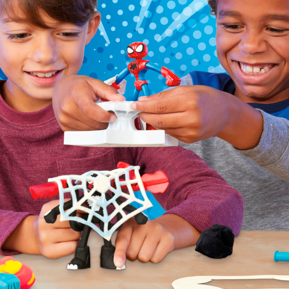 Play-Doh Venom bendy figure with accessories for dynamic battles.