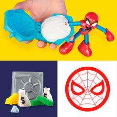 Play-Doh web slinger tool stamps a big web during playtime.