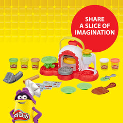 Play-Doh Stamp 'N Top crust-stamping action with dough