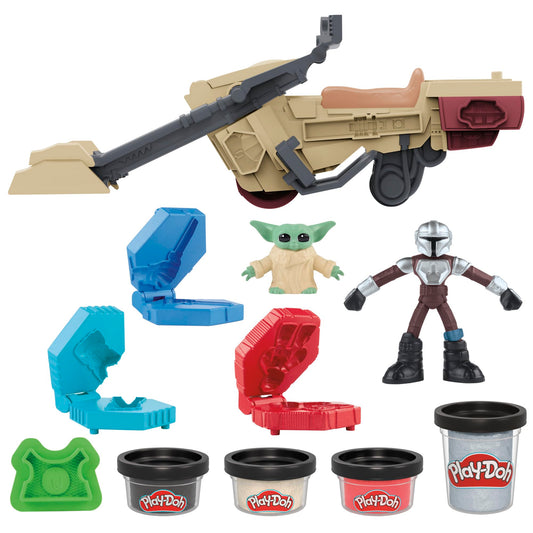 Play-Doh Star Wars Mandalorian launching speeder in action for imaginative play.