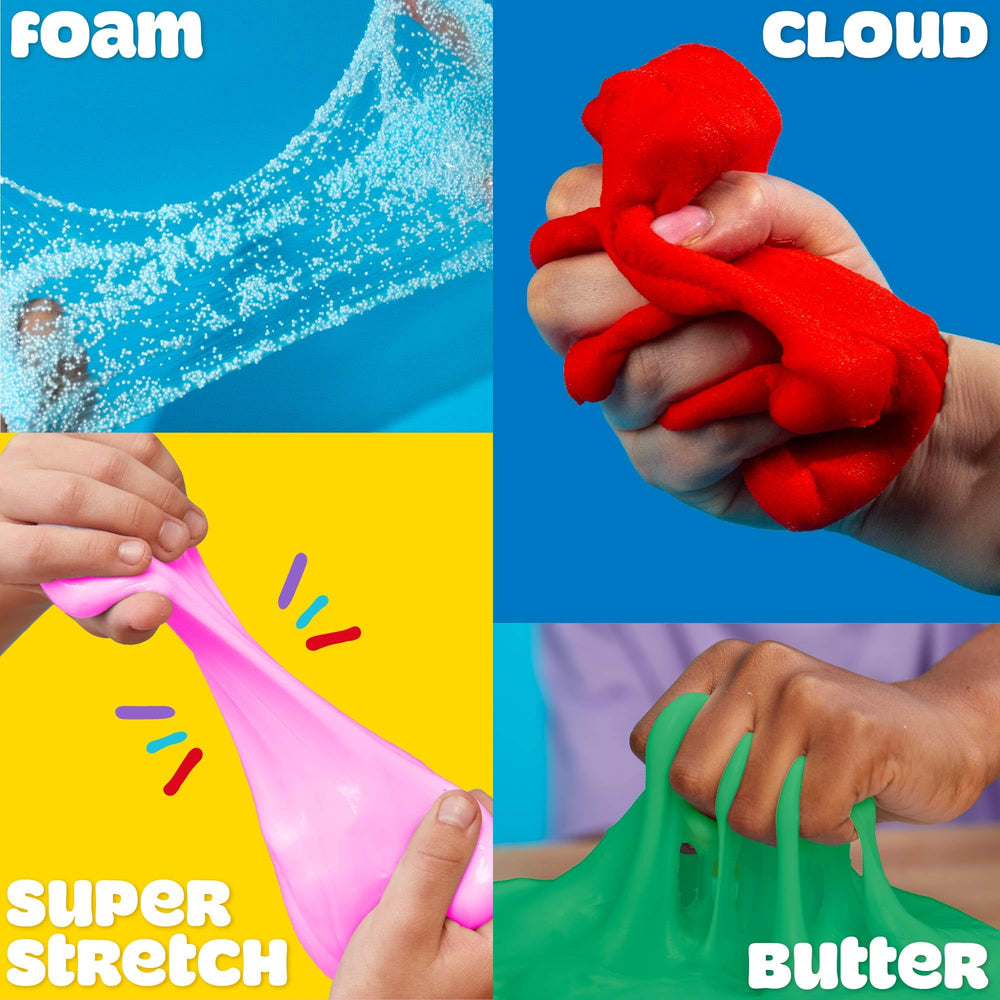 Play-Doh Super Stretch grape close-up, elastic and colorful.