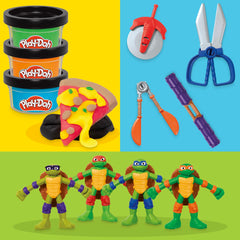 Play-Doh TMNT hidden shell molds add gear-building options for imaginative play.