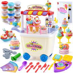 PLAY Ice Cream Cart Toy with wheels for easy outdoor pretend play and teamwork.