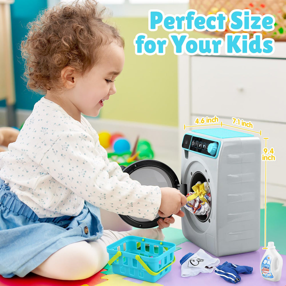 Play Kids Washing Machine lights and beeps enhance immersive playtime.
