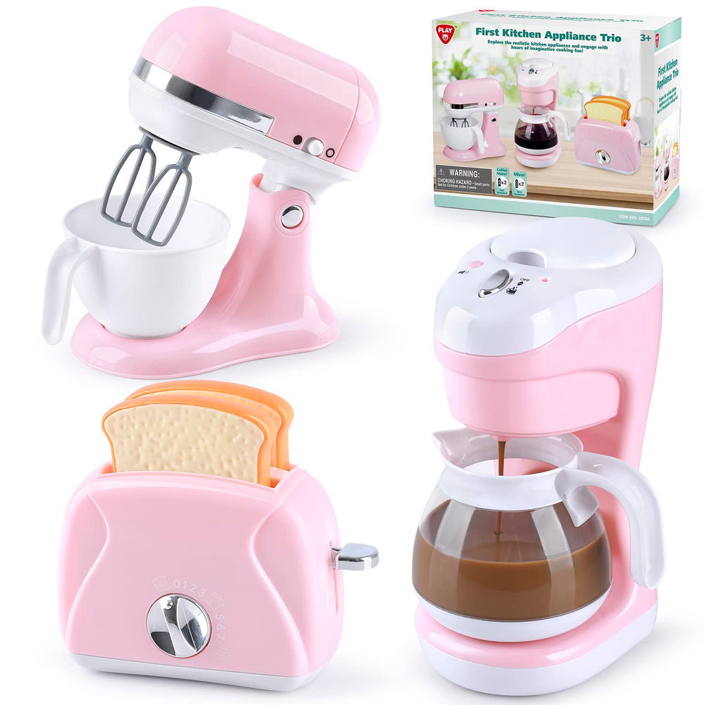 PLAY kitchen coffee maker lights up for an engaging pretend beverage experience.