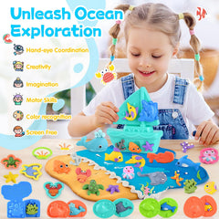PLAY Ocean Color Dough Kit 3D dolphin creates lifelike sea magic while developing hand-eye coordination.