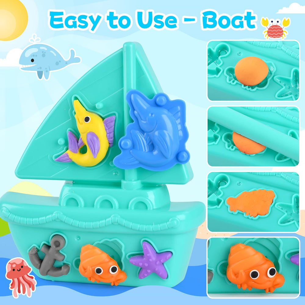 PLAY Ocean Color Dough Kit clownfish piece aids color recognition through colorful tactile play.