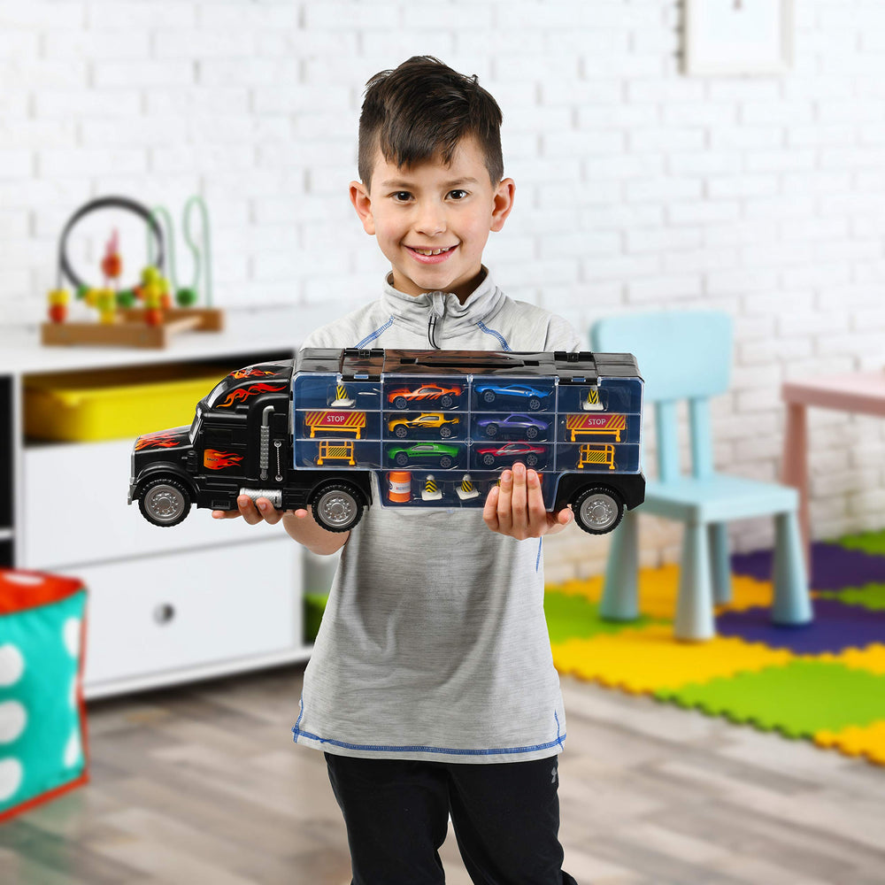 Play22 Carrier with 28 slots for organized car storage.