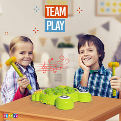 Play22 Whack A Frog Game showing interactive lights and sounds in action.