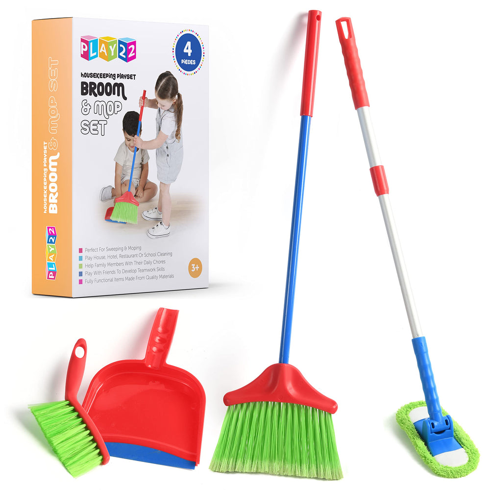 Play22 Kids Cleaning Set broom for toddler pretend play and tidy-up tasks.
