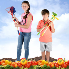 Play22 Kids Garden Tool Set in-use during parent-child gardening time