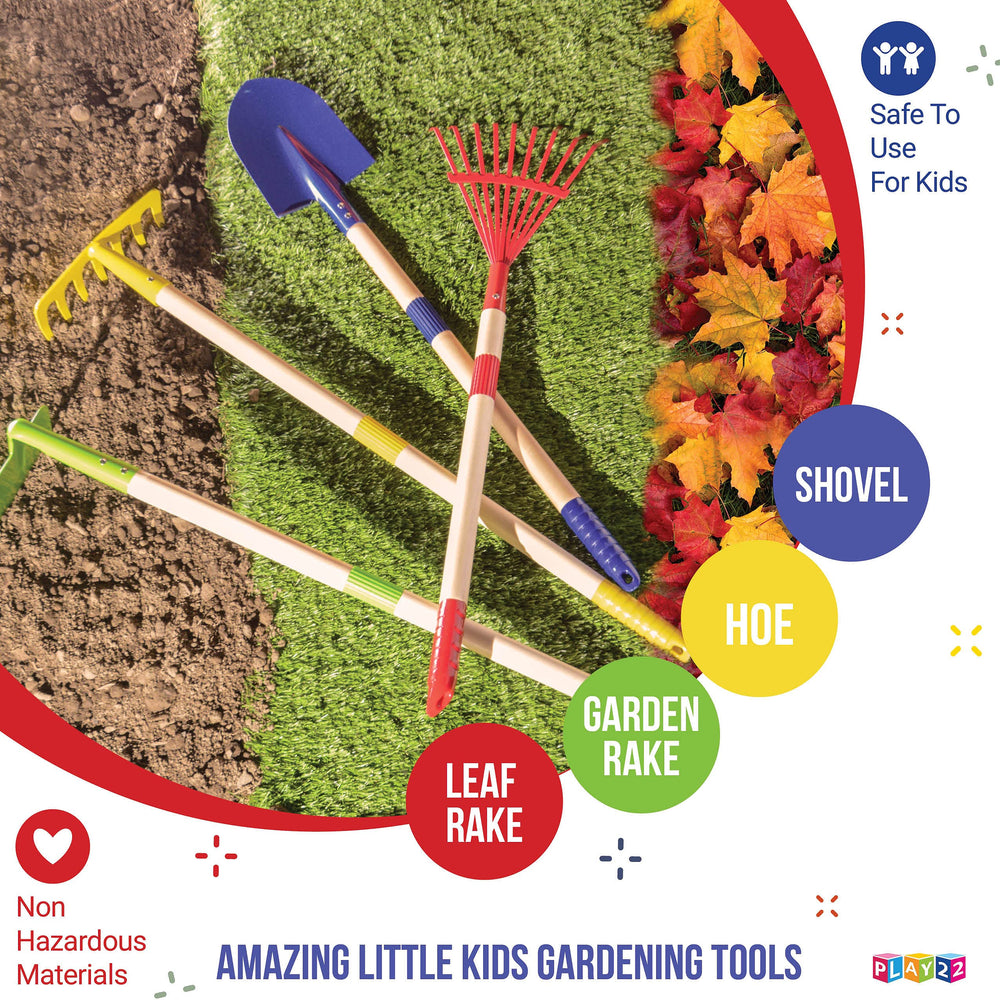 Play22 Kids Garden Tool Set leaf rake for tidying and imaginative outdoor chores