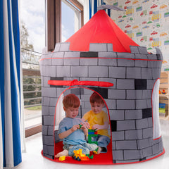 Play22 Knight Castle tent folds into a portable carrying case for storage