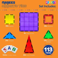 Play22 Magnetic Tiles window piece supports architectural exploration and color matching