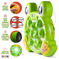 Play22 Whack A Frog Game multilingual prompts for inclusive play.