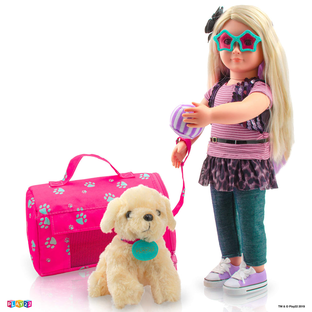 Play22 Plush Puppy Doll Set detachable leash for easy attachment and play