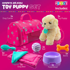 Play22 Plush Puppy Doll Set cozy bed and blanket for nap time