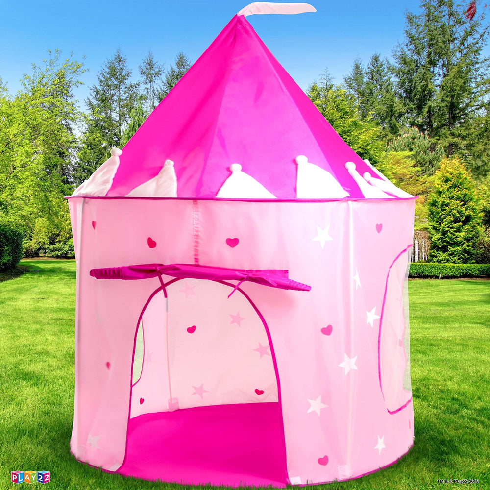 Pop-up design for easy setup and on-the-go fun with Play22 Princess Castle Pink