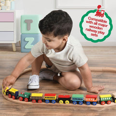 Play22 wooden train tender car showcases durable construction for long-lasting use.