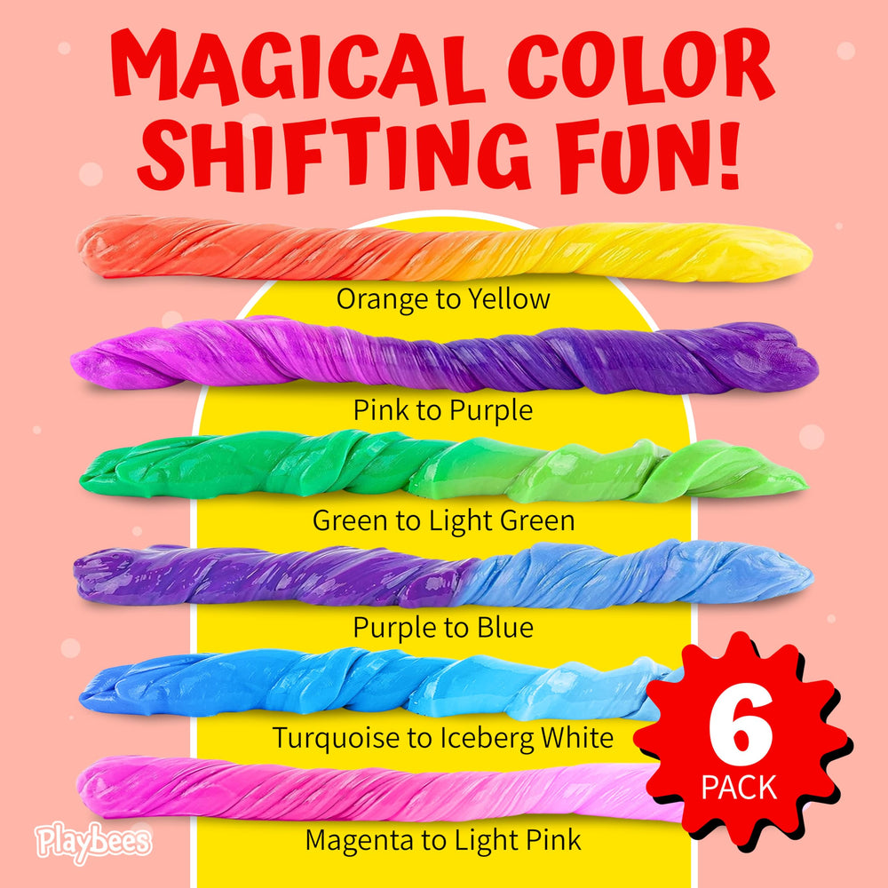Thermocolor effect demonstrates heat triggered color shifts in Playbees putty