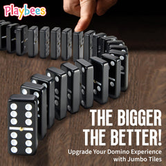 Playbees Jumbo Dominoes leather case with gold hardware offers portable storage for travel and home