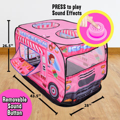 Playbees Musical Ice Cream Truck Tent side view highlighting portable design for outdoors