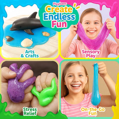 Playbees neon yellow glow slime shines under light for quick visual fun during activities.
