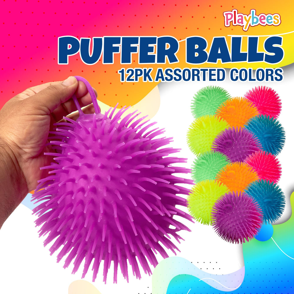 Assorted colors of Playbees puffer balls for vibrant sensory play.