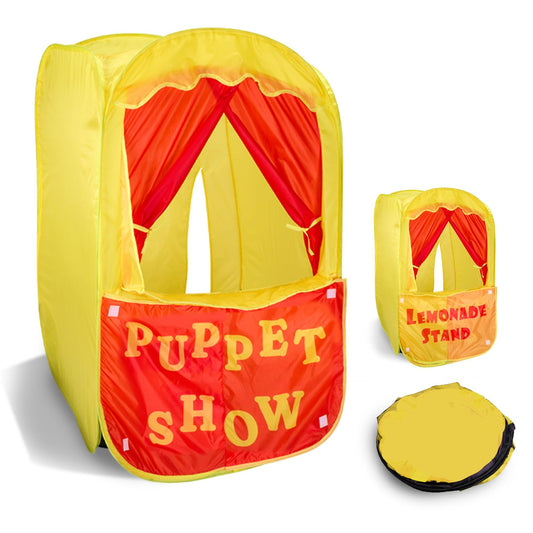 Playbees Puppet Show Pop-Up Tent front stage enables imaginative play indoors and outdoors