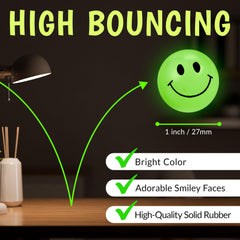 Playbees smiley-face bouncy ball adds cheerful bounce during playtime.