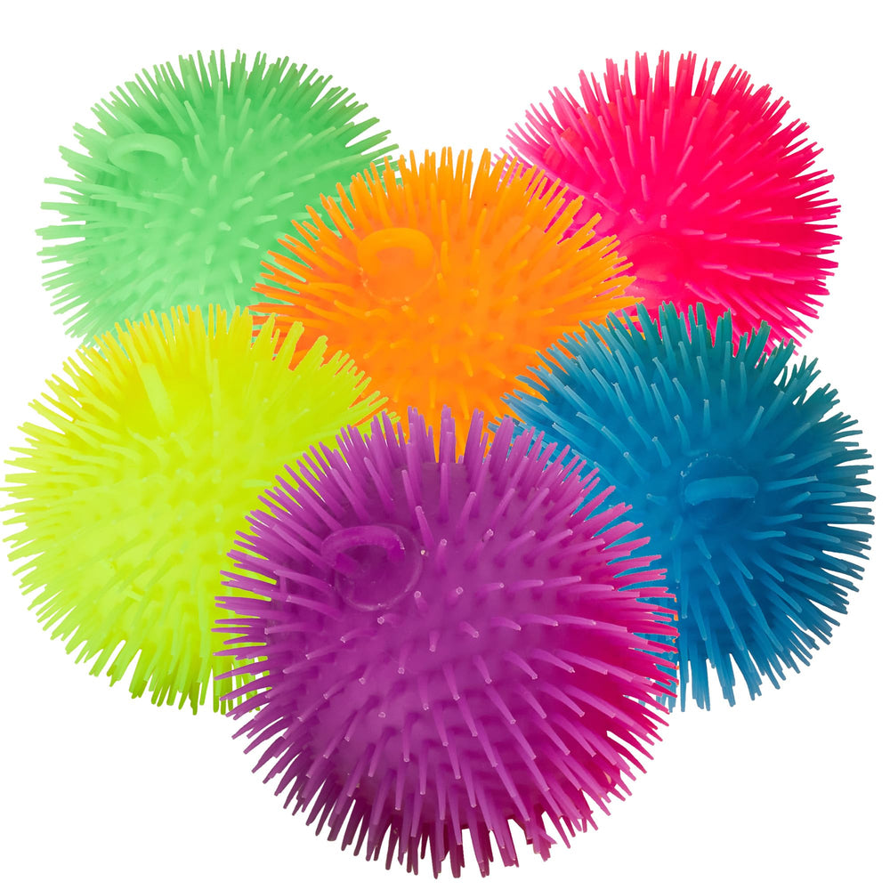 Playbees soft spiky puffer ball 6-pack in vibrant colors for stress relief.