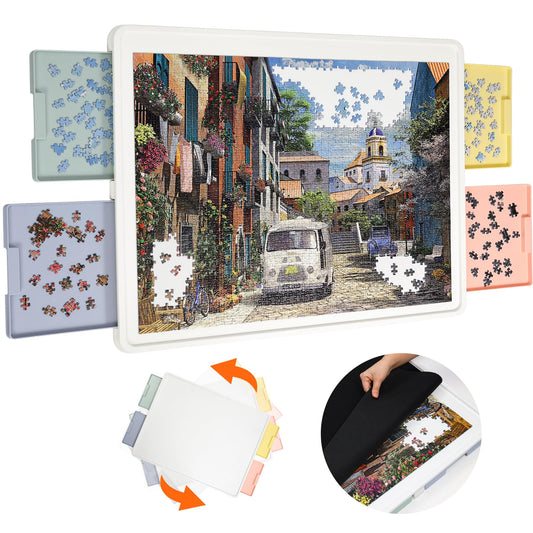 Playboda 1500-piece puzzle board with drawers for organized sorting.