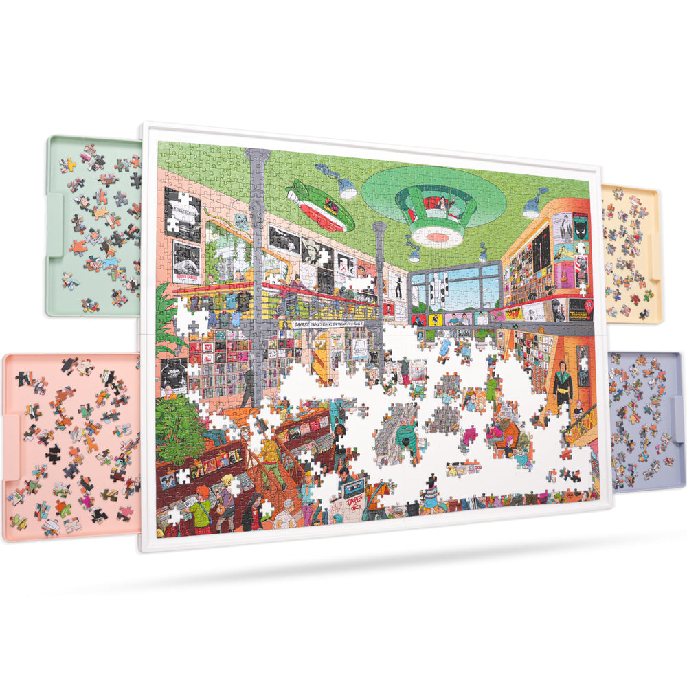 Playboda 2-in-1 rotating puzzle board with 360° access for easier piece placement.