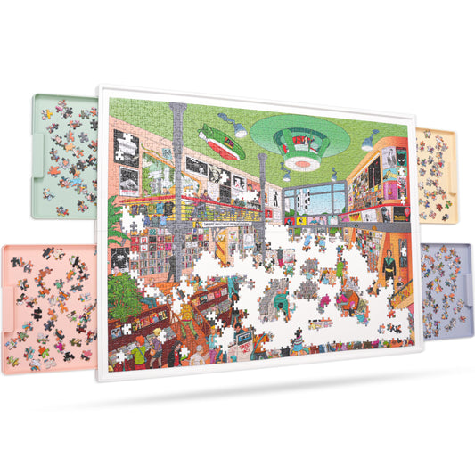 Playboda 2-in-1 rotating puzzle board with 360° access for easier piece placement.