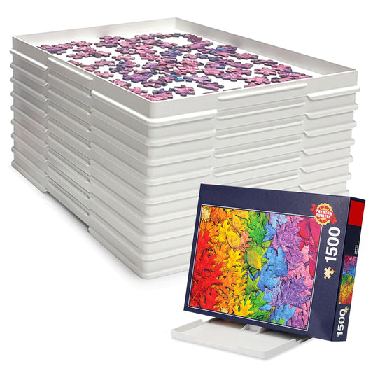 Playboda 9-pack puzzle sorting trays with lid stand for large puzzles