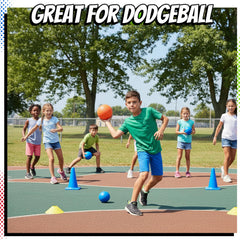 PlayBolt 5-inch dodgeball red, lightweight grip ideal for kids' outdoor games.