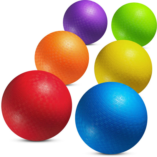 PlayBolt 8.5-inch blue playground ball for dodgeball and kickball in gym class.