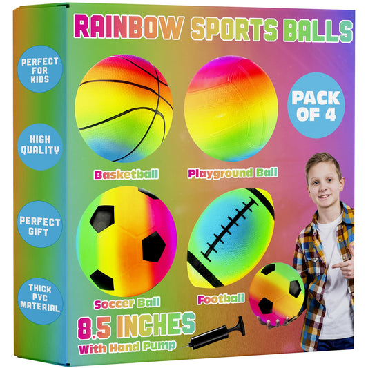 PlayBolt rainbow soccer ball 8.5-inch for bright outdoor play and easy grip