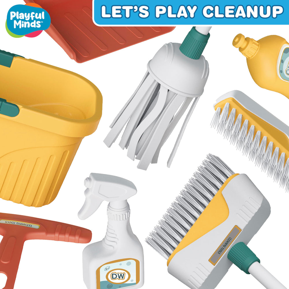 Playful Minds cleaning playset dustpan: bright color helps toddlers practice cleaning routines.