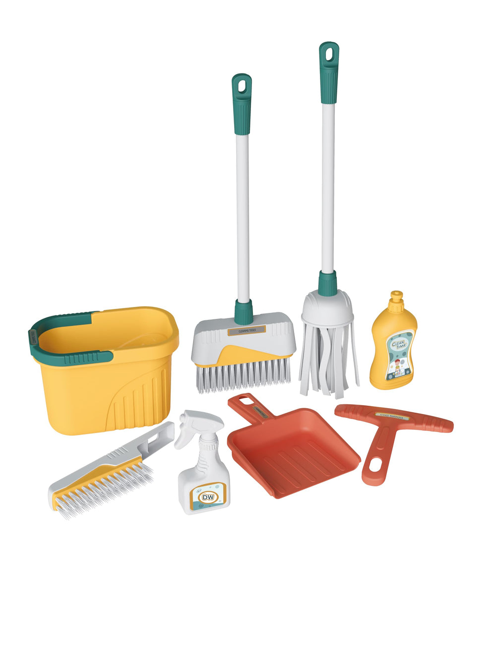Playful Minds cleaning playset squeegee: promotes hand-eye coordination during imaginative window cleaning.