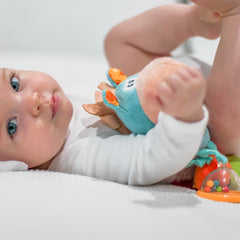 Playgro Clip Clop soft plush toy for calming at nap time.